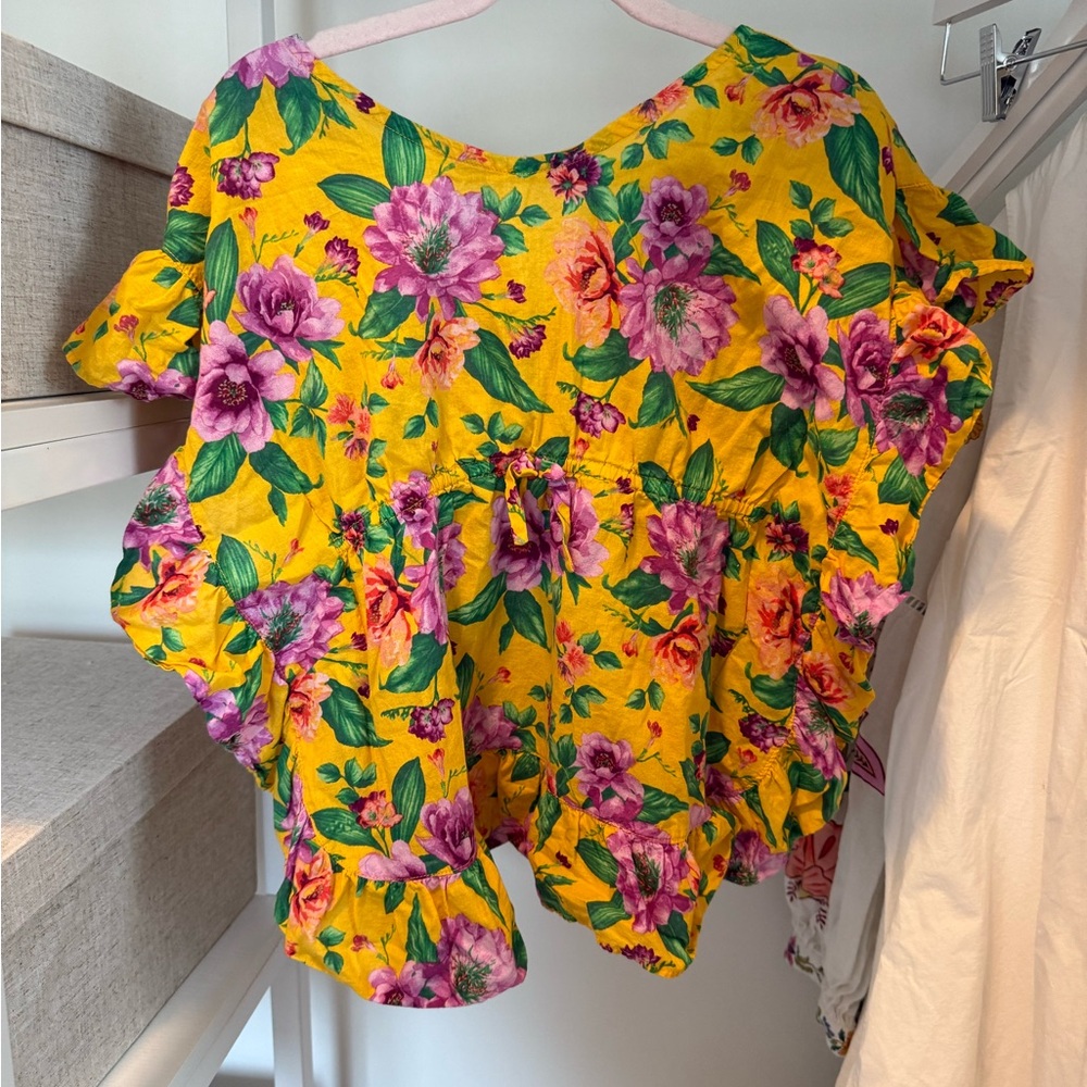 Floral Yellow and Purple Women's Top